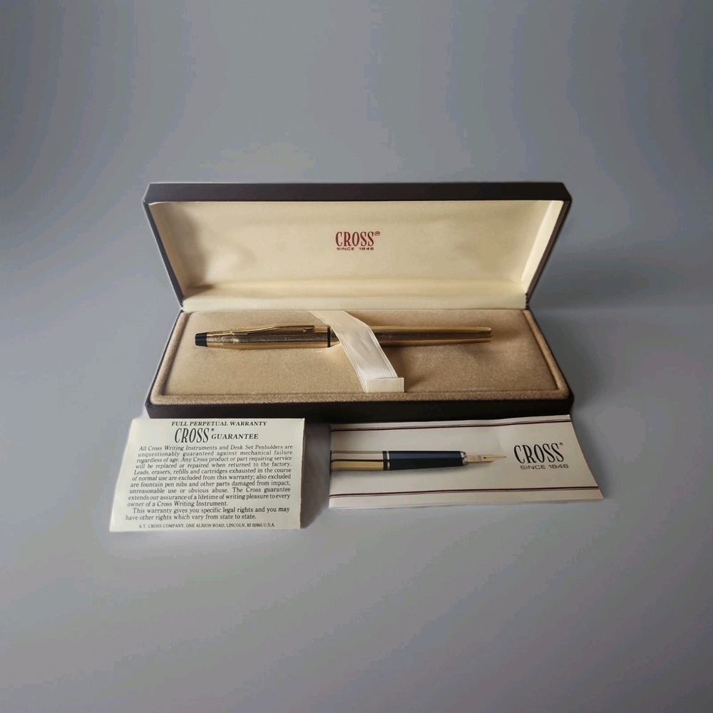 Vintage Cross Fountain Pen 1/20 10K Gold Filled With 14K 585-F Gold Nib w/Box